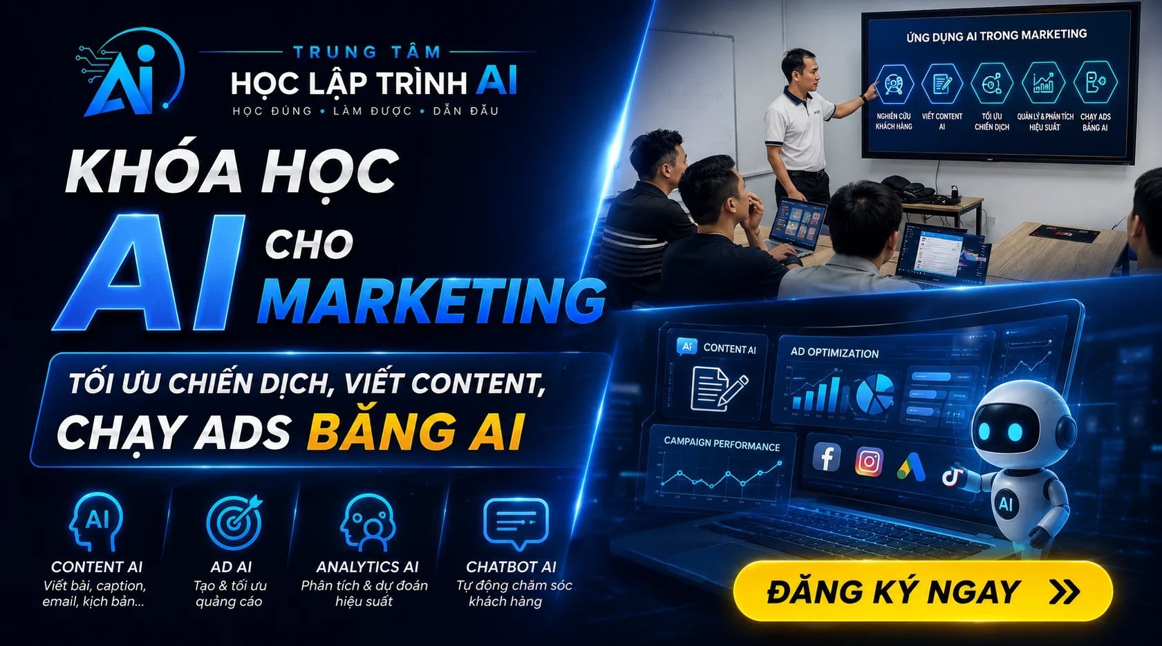 Khóa học AI cho Marketing: Tối ưu chiến dịch, viết content bằng AI
