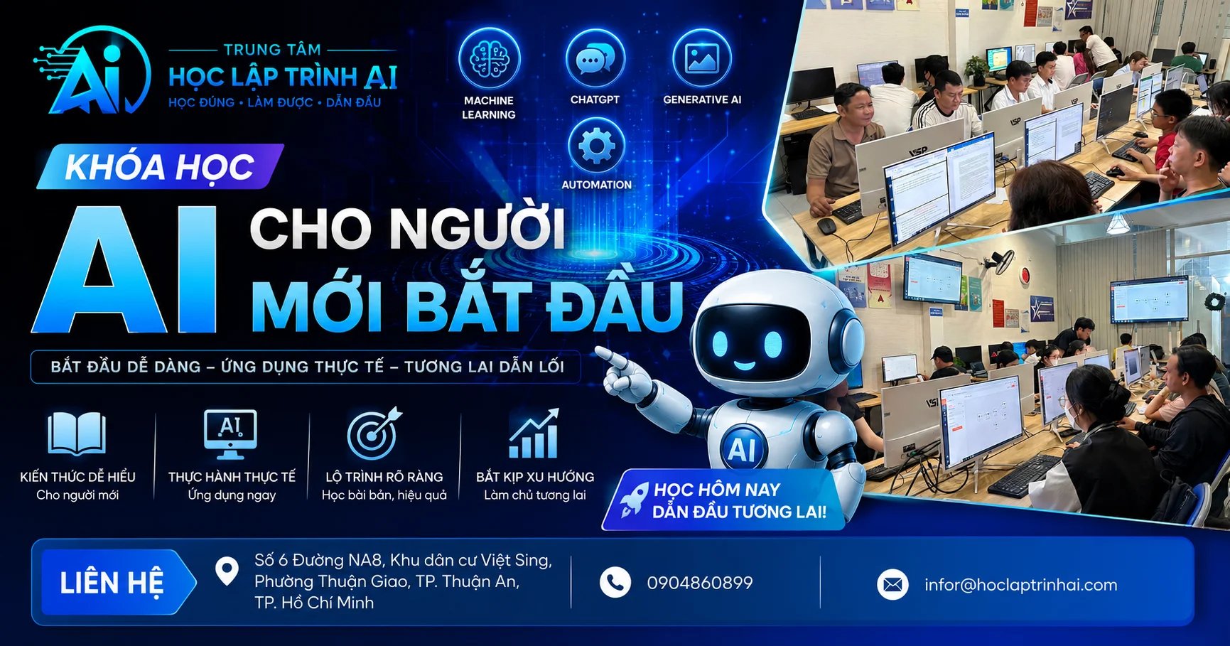 KHOÁ HỌC AI CHO NGƯỜI MỚI BẮT ĐẦU – THỰC CHIẾN 100%, CÓ CHỨNG CHỈ TOÀN QUỐC NĂM 2026